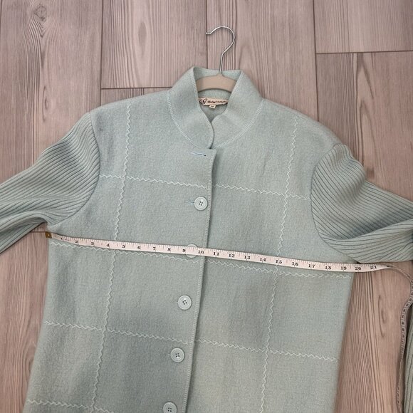 Clodagh Callaghan Size 12 Light Blue 100% Boiled Wool Button Front Blazer Jacket - Picture 9 of 11